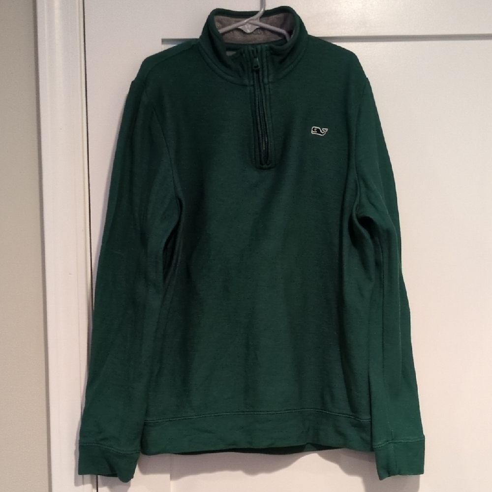 Vineyard Vines Green 1/4 Zip Pullover Youth M Pima Cotton